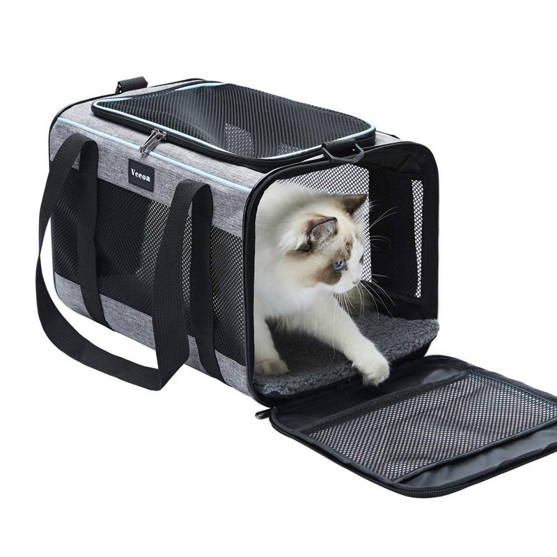 Vceoa 17.5x11x11 Inches Cat, Dog Carrier for Pets Up to 16 Lbs, Soft-Sided Cat Bag Animal Carriers Travel Puppy Carry As a Toy of Fabric Pet Home - Image 1